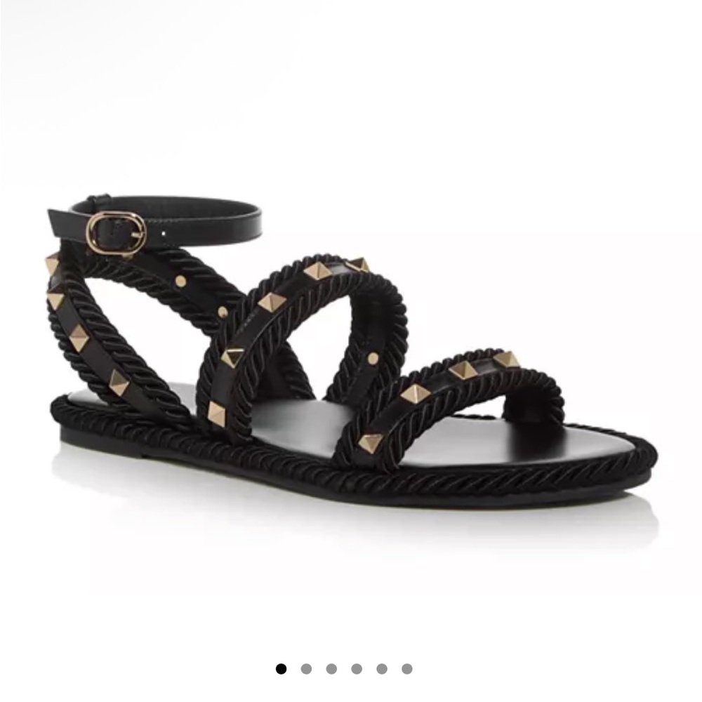Valentino Garavani Black Studded Sandals with Ankle Strap